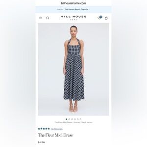 Hill House Fleur midi dress Grecian check M NWT